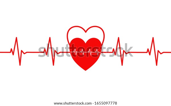 Heart Vector Heartbeat Line Red Color Stock Vector (Royalty Free ...