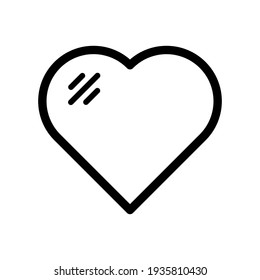 Icono del vector del corazón. Corazón negro de moda, de estilo plano, aislado de fondo blanco. Símbolo de amor. Icono de contorno cardíaco. Ilustración vectorial.