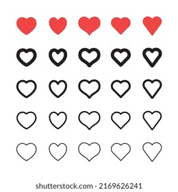 Heart vector icon collection. Hearts pictogram.