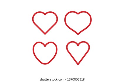 Heart vector icon collection. Linear hearts set. Valentine's day love symbols.