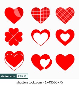 Icono del vector del corazón. Colección de formas de corazón vectorial. El concepto de pasión por el amor. Diseño romántico. EPS 10