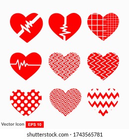 Heart vector icon. Collection of vector heart shapes. The concept of love passion. Romantic design. EPS 10