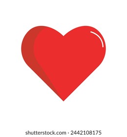 Heart vector icon design in red color.Red heart symbol shape vector for love and valentines day isolated on white background