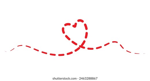 Heart vector icon, with dotted line. Heart, love, icon for valentine's day. Vector illustration.