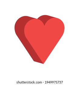 Heart vector icon. Flat style 3d illustration. Love representation. Valentine's day symbol.