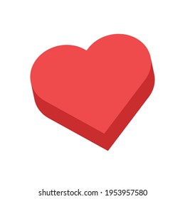 Heart vector icon. Flat style 3d illustration. Love representation. Valentine's day symbol.