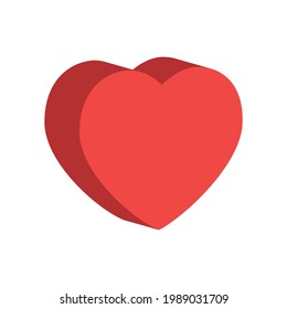 Heart vector icon. Flat style 3d illustration. Love representation. Valentine's day symbol.