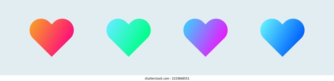 Heart vector icon in gradient color. Set of love symbols isolated.