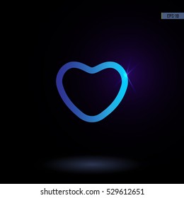 Heart. Vector icon. Graphic symbol for web design, logo. Isolated sign on a black background.