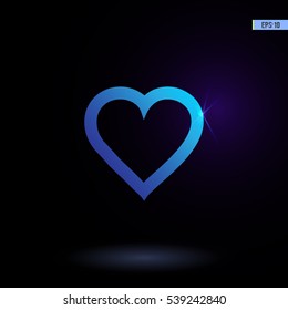Heart vector icon. Graphic symbol for web design, logo. Isolated sign on a black background.