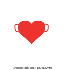 icono del vector del corazón. Dibujo manual de fondo blanco.