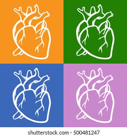 Heart vector icon hand drawn colorful 