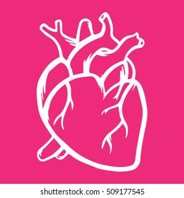 Heart vector icon hand drawn pink white
