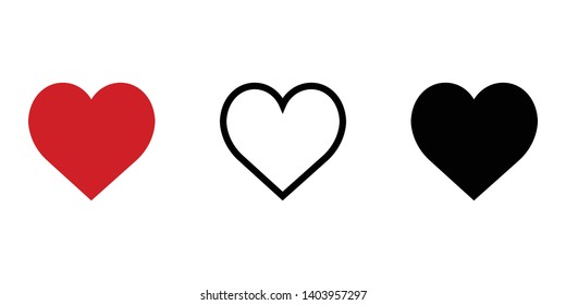 Heart vector icon isolated on white background. Set of modern love symbol