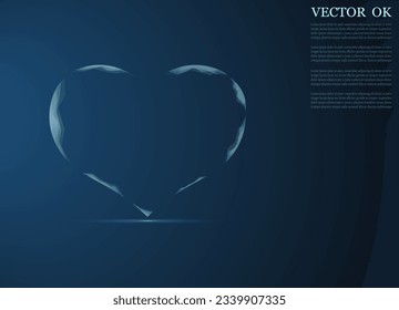 Heart, vector icon. Рeart and line pulse digital technology. Рealthcare and medical hologram low poly wireframe. Hospital and treatment blue dark background.
