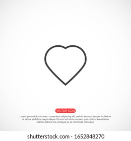 Icono vector del corazón Línea , Símbolo de amor y icono vectorial del Día de San Valentín. 