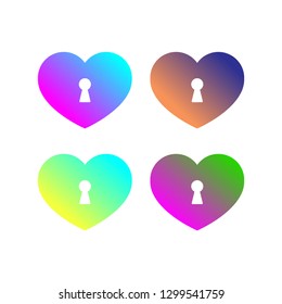 Heart vector icon with a lock sign on a white isolated background.Modern bright colors.Vector illustration.