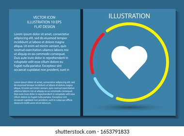Heart vector icon , lorem ipsum Flat design