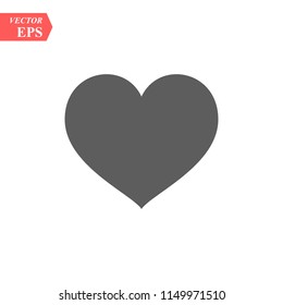 Heart vector icon. Love symbol. Valentine s Day sign. Love icon isolated on white background. Black heart emblem in flat style for graphic and web design, logo.