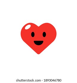 Heart vector icon. Vector heart. Love symbol. Valentine's Day sign. Emoticon face. Happy symbol. Face pictogram. Vector emoji. Good mood. Positive emoji. Heart smile. Happy smile. Character design.