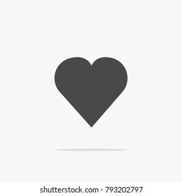 heart vector icon love symbol with shadow gray eps10