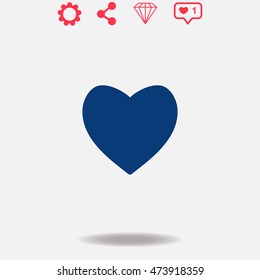 Heart vector icon on grey background.