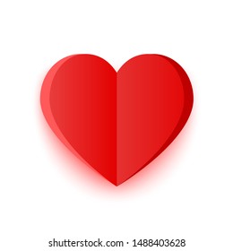 Heart vector icon on white background. 3d symbol of Love illustration with shadow.