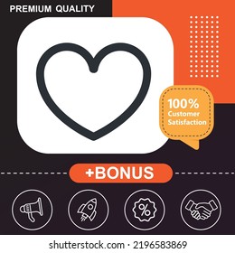 icono del vector del corazón. Con fondo naranja y negro