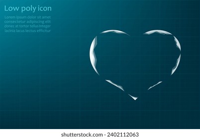 Heart, vector icon. Primary and linear-pulse digital technology. Health care and medical hologram. Heart icon on a blue background.