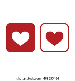 Heart vector icon. Red and white