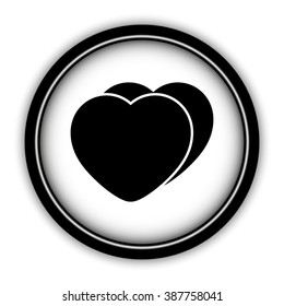 heart - vector icon; round  button with shadow