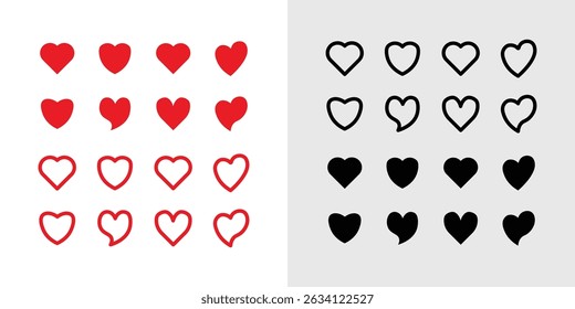 Heart Vector icon set, Collection of heart, Set of heart, different shapes of heart, vector illustration