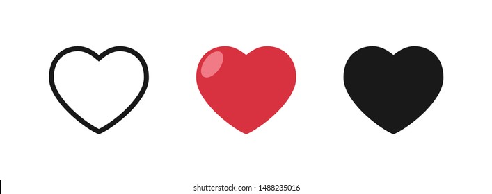 Heart vector icon set. Love symbol. Collection of hearts.