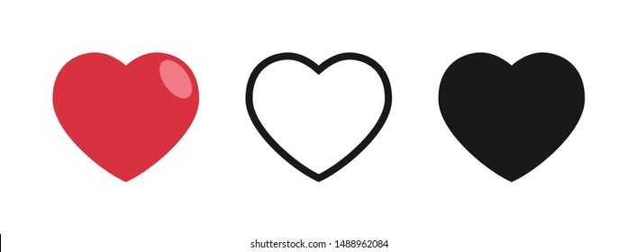 Heart vector icon set. Love symbol. Collection of hearts.