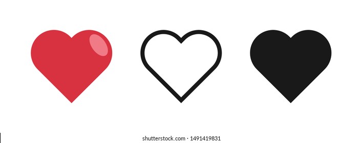 Heart vector icon set. Love symbol. Collection of hearts.