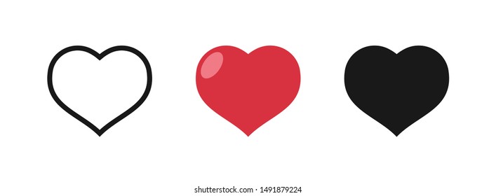 Heart vector icon set. Love symbol. Collection of hearts.
