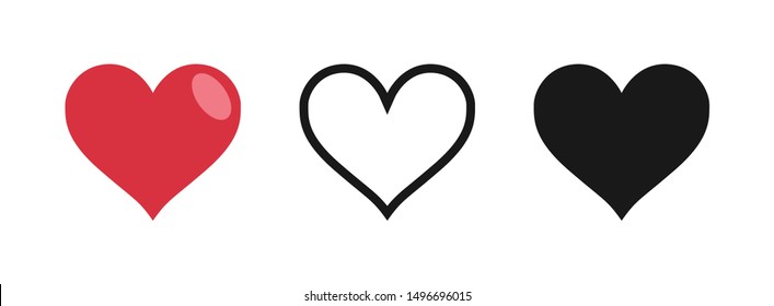 Heart vector icon set. Love symbol. Collection of hearts.