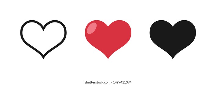 Heart vector icon set. Love symbol. Collection of hearts.