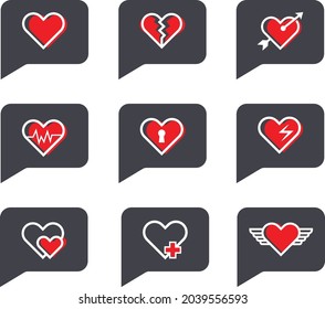 conjunto de iconos de vector de corazón para amor y corazón