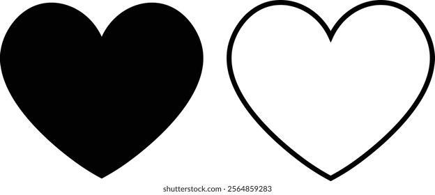 Heart vector icon set heart shape . Valentine's Day medicine concept . Love passion concept. Romantic design. black hearts isolated on transparent background. Vector flat and line collection