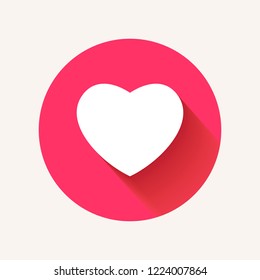 Heart vector icon with shadow, Love paper symbol. A symbol of care and tenderness. Valentine's Day sign, emblem isolated on white background. Health logo. Flat style for graphic and web design, logo.