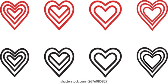 Icono del Vector del corazón, ilustración del símbolo del amor del Vector de la forma del corazón