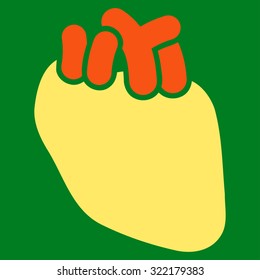 Heart vector icon. Style is bicolor flat symbol, orange and yellow colors, rounded angles, green background.