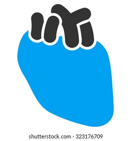 Heart vector icon. Style is bicolor flat symbol, blue and gray colors, rounded angles, white background.