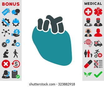 Heart vector icon. Style is bicolor flat symbol, soft blue colors, rounded angles, white background.