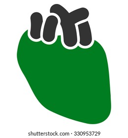 Heart vector icon. Style is bicolor flat symbol, green and gray colors, rounded angles, white background.
