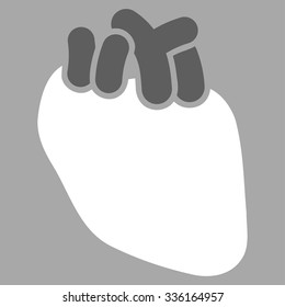 Heart vector icon. Style is bicolor flat symbol, dark gray and white colors, rounded angles, silver background.