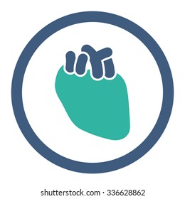 Heart vector icon. Style is bicolor flat rounded symbol, cobalt and cyan colors, rounded angles, white background.