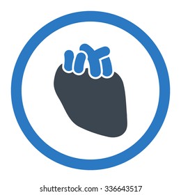 Heart vector icon. Style is bicolor flat rounded symbol, smooth blue colors, rounded angles, white background.