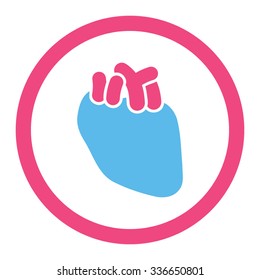 Heart vector icon. Style is bicolor flat rounded symbol, pink and blue colors, rounded angles, white background.
